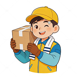快递员快递包裹卡通形象