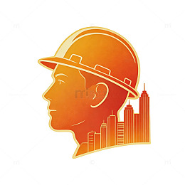 工人与城市剪影图标