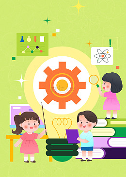 儿童实验室探索研究学习知识教育插画背景