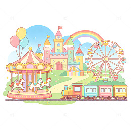 马卡龙手绘游乐园