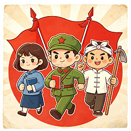 卡通革命人物宣传画