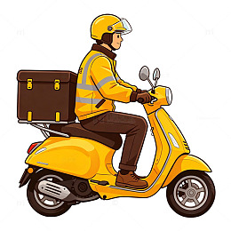 外卖员黄色电动车卡通插画