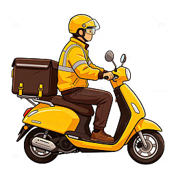 外卖员黄色电动车卡通形象