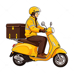 黄色骑手电动摩托快递图