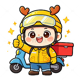 可爱外卖员卡通插画设计素材
