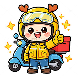 卡通外卖员插图