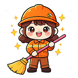 卡通消防员清洁形象设计