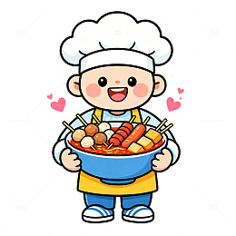 卡通厨师美食插画设计素材