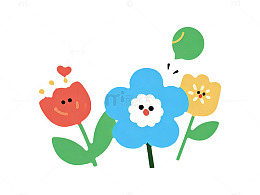 卡通风鲜花插画素材