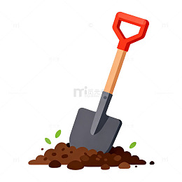 卡通铲土工具插画