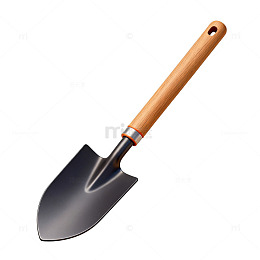 木质柄铲子园艺工具插画