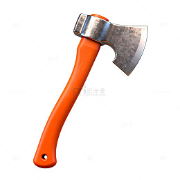 橙色柄斧头工具图