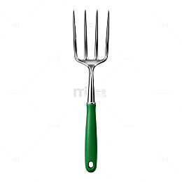 简洁风绿色手柄餐叉插画素材