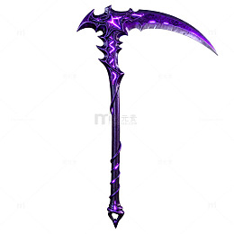 奇幻风格紫镰刀游戏武器设计图