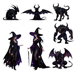 暗黑系女巫与怪物设计素材