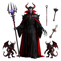 暗黑风格恶魔巫师游戏角色设计素材