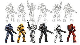 科幻游戏角色设计渲染图