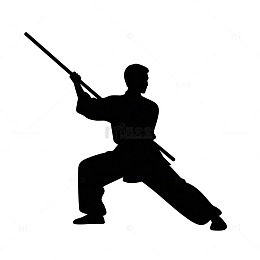 武术棍法剪影素材