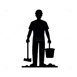 剪影工人施工工具图标设计元素