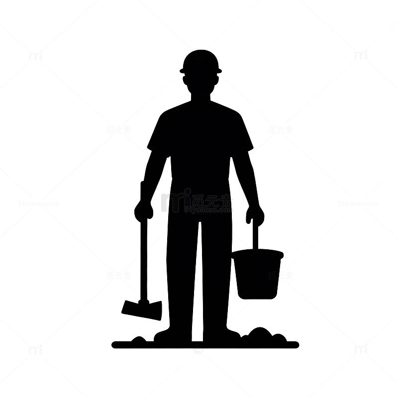剪影工人施工工具图标设计元素