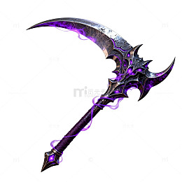 玄幻风紫色镰刀武器设计