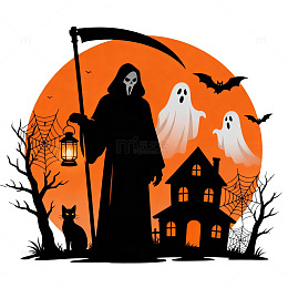 恐怖主题剪影插画