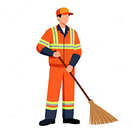 卡通工人扫街形象矢量素材