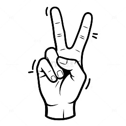 黑白线条手势胜利图案插画