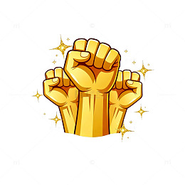 金色拳头奋斗象征插画