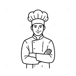 简洁线条厨师形象矢量素材