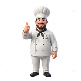 厨师形象3D建模厨师服白色背景