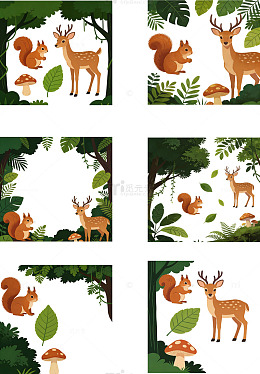 丛林森林卡通扁平风