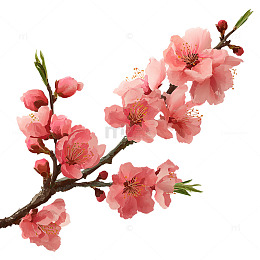 桃花盛放如梦似幻