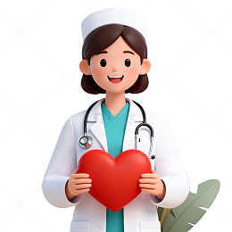 卡通护士爱心医护插画