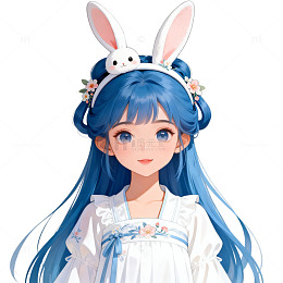 卡通兔耳少女插画素材