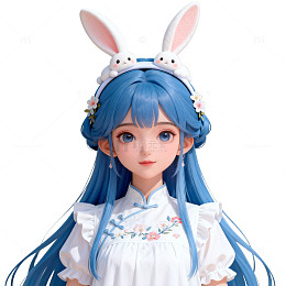 卡通兔耳少女动漫插画