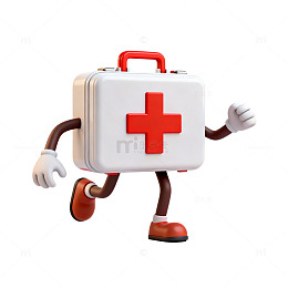 卡通急救箱奔跑创意素材