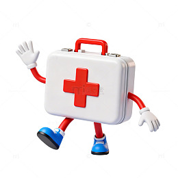 卡通急救箱医疗元素创意插画