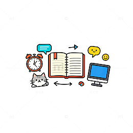 卡通学习元素插画