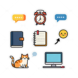 卡通办公学习元素贴纸