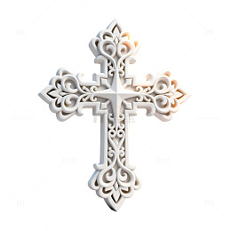 白色精致十字架雕刻装饰