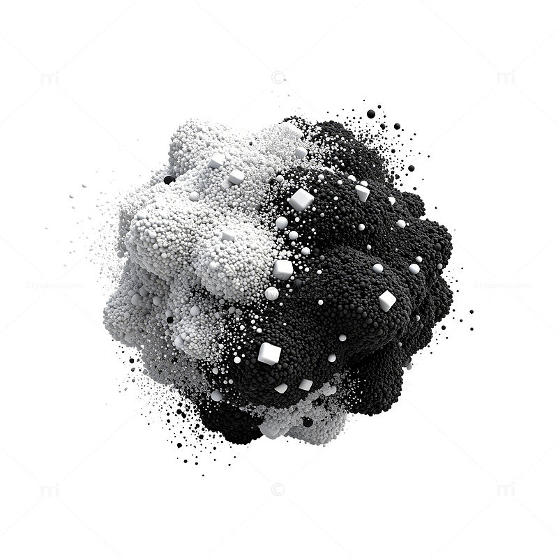 黑白颗粒感立体球体设计元素