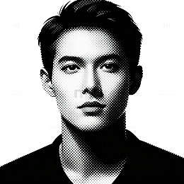 黑白像素风格男性肖像艺术照