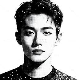 黑白像素风格男性肖像艺术照