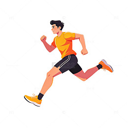 运动 手绘 元素 扁平 卡通 跑步