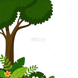 丛林森林卡通扁平风大树