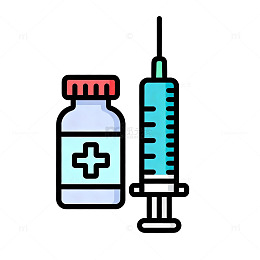 医疗图标药瓶注射器矢量图