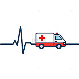 急救救护车心电图插画