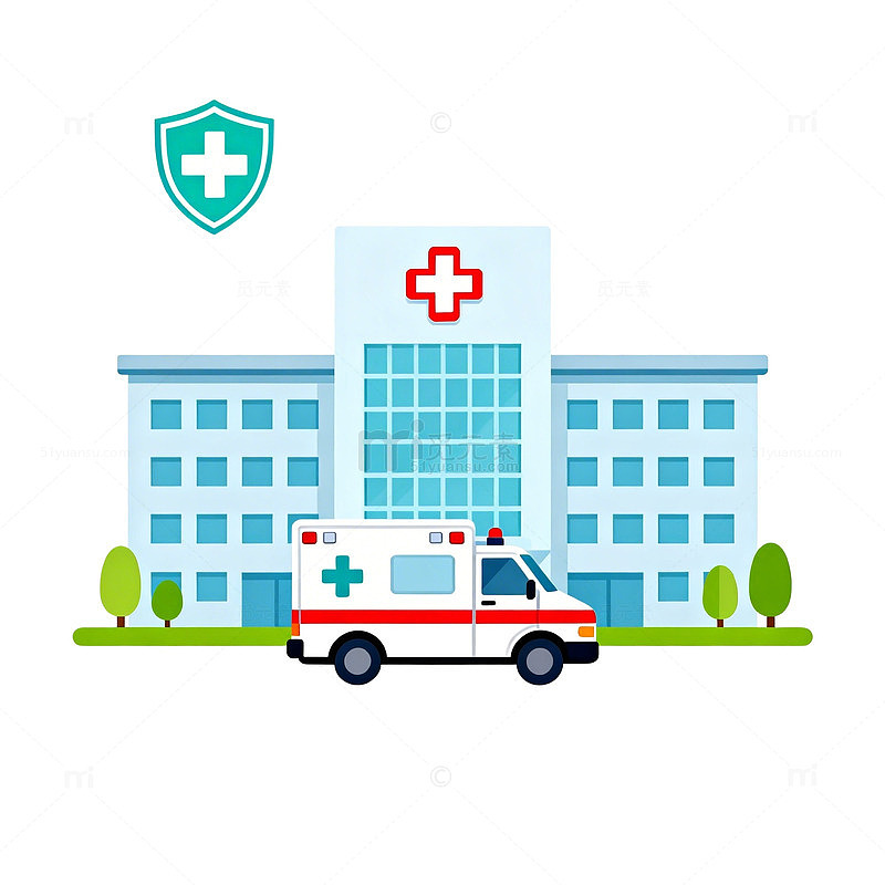 医院建筑救护车图标设计素材