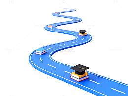 蜿蜒公路书籍毕业帽